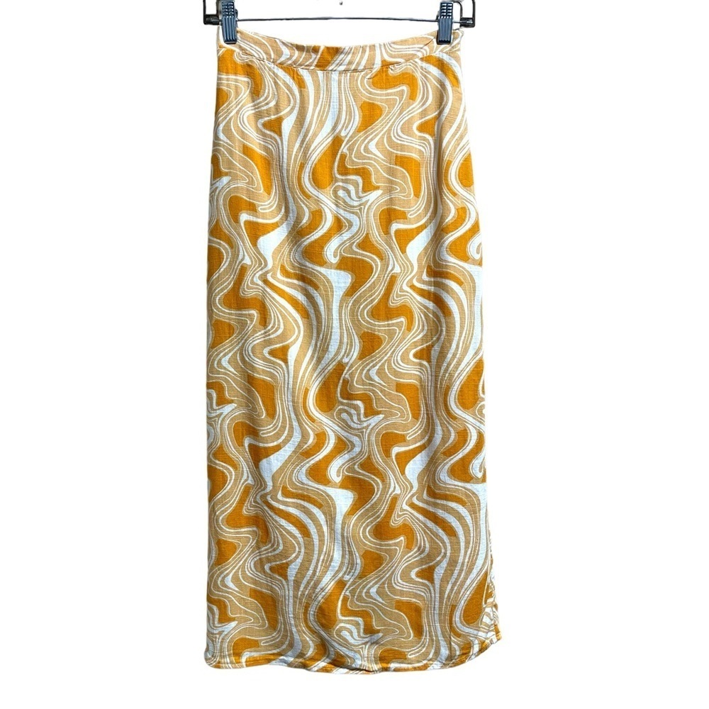 Caara Anthropologie Linen Colorful Abstract Swirl Maxi Skort Women’s Size XS
